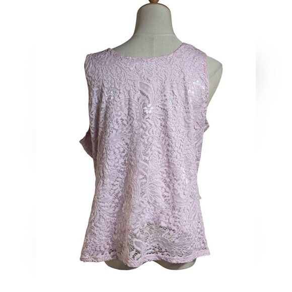 Venus Pink Lace V Neck Stretch Tank Top - Picture 4 of 6